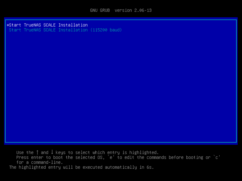 TrueNAS installation splash screen