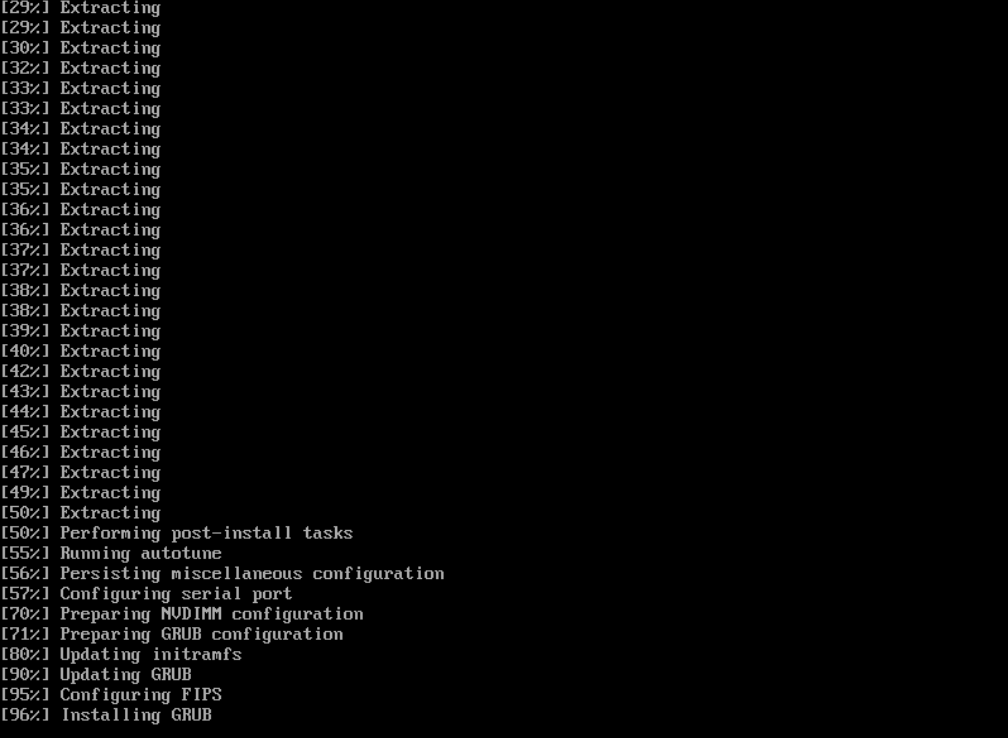 TrueNAS installation progress