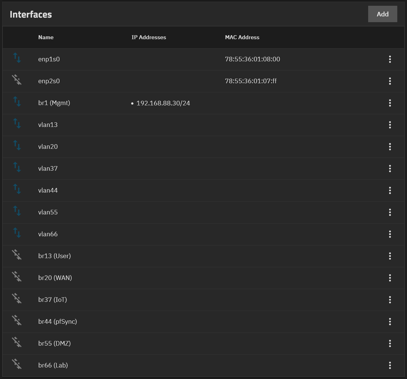 Create one bridge per VLAN for the OPNsense VM