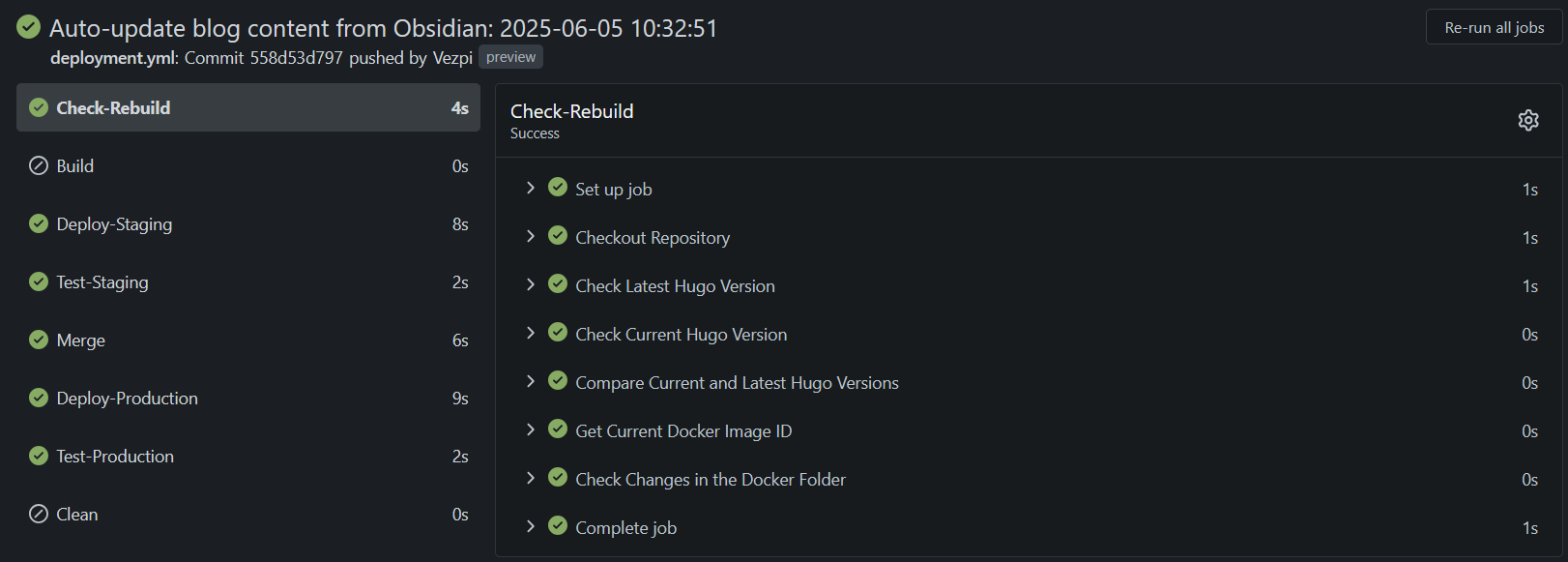Gitea Actions workflow for blog deployment