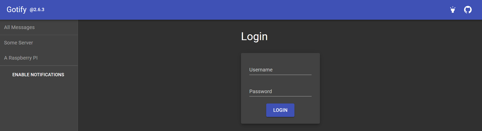 Gotify login page