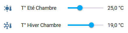 Curseur de température dans Home Assistant pour chaque unité