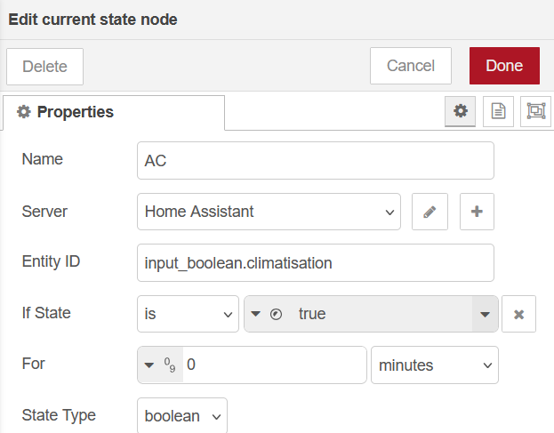 Node-RED current state node for climatisation