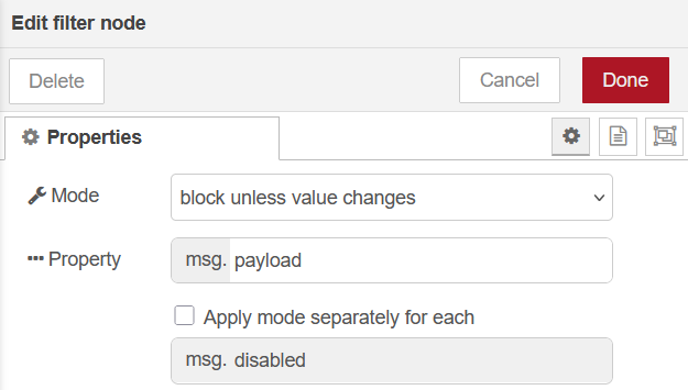 Node-RED filter node to block similar message