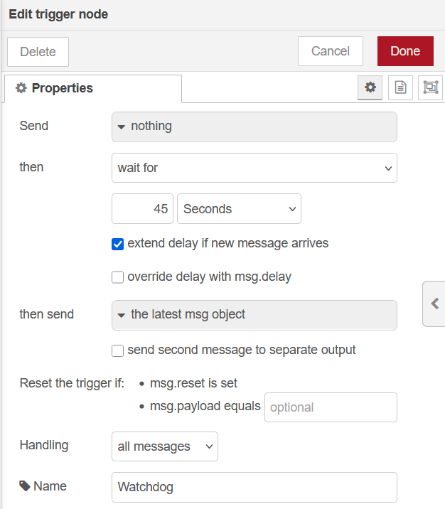 Node-RED trigger node for window watchdog