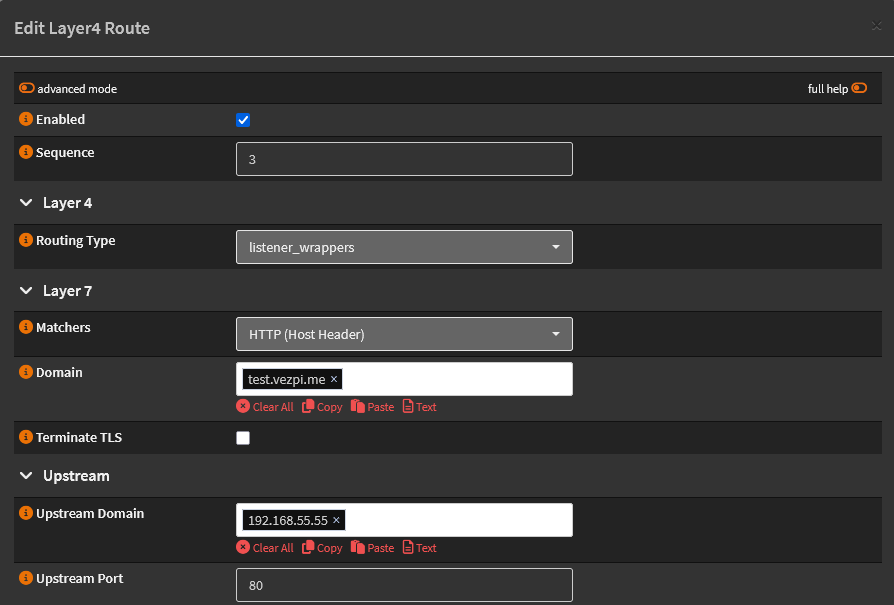 Create Layer4 router in Caddy plugin for OPNsense
