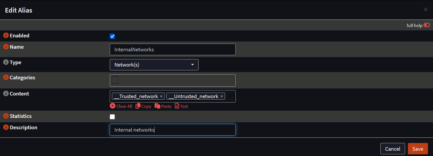 Création d’alias pour les réseaux locaux dansOPNsense