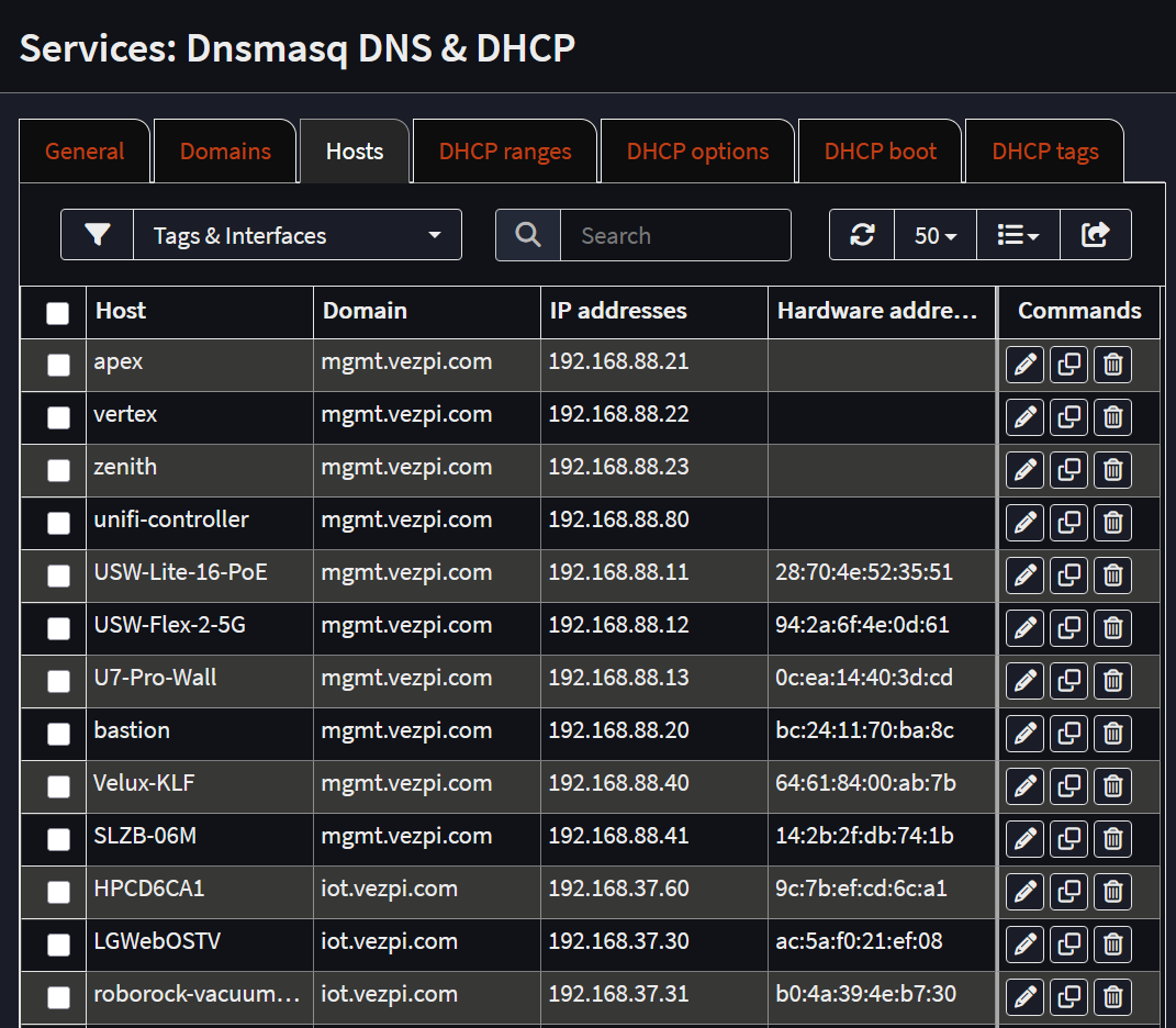 Hôtes DHCP de Dnsmasq dans OPNsense