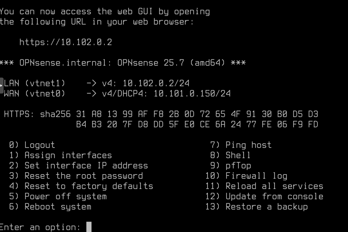 Interface WAN OPNsense recevant une IP depuis la VM fake-freebox