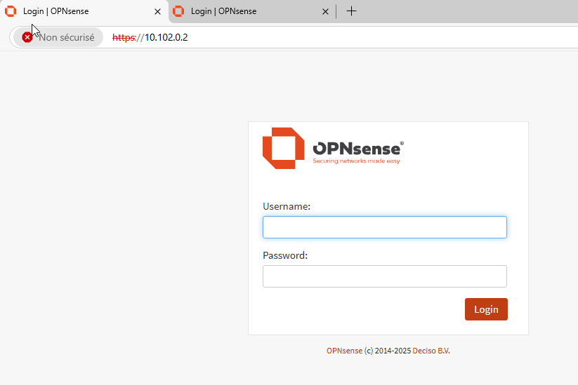 OPNsense WebGUI depuis une VM Windows