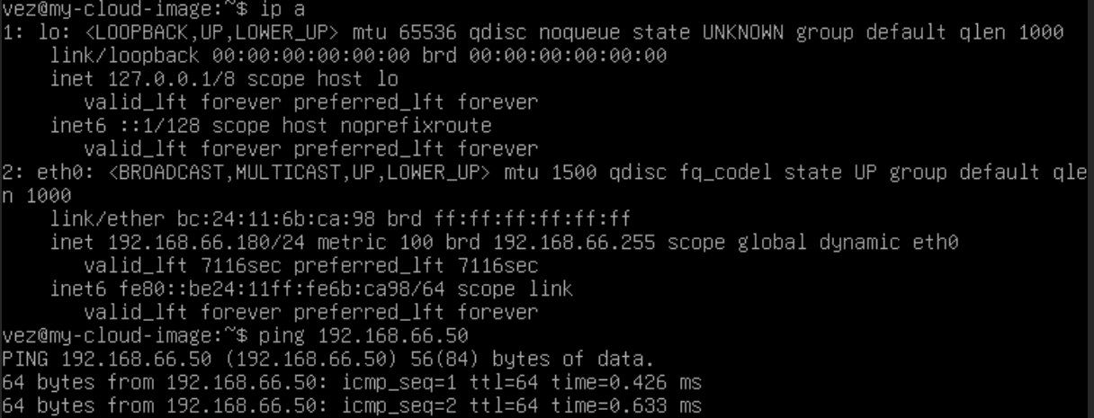 Ping another machine in the same VLAN