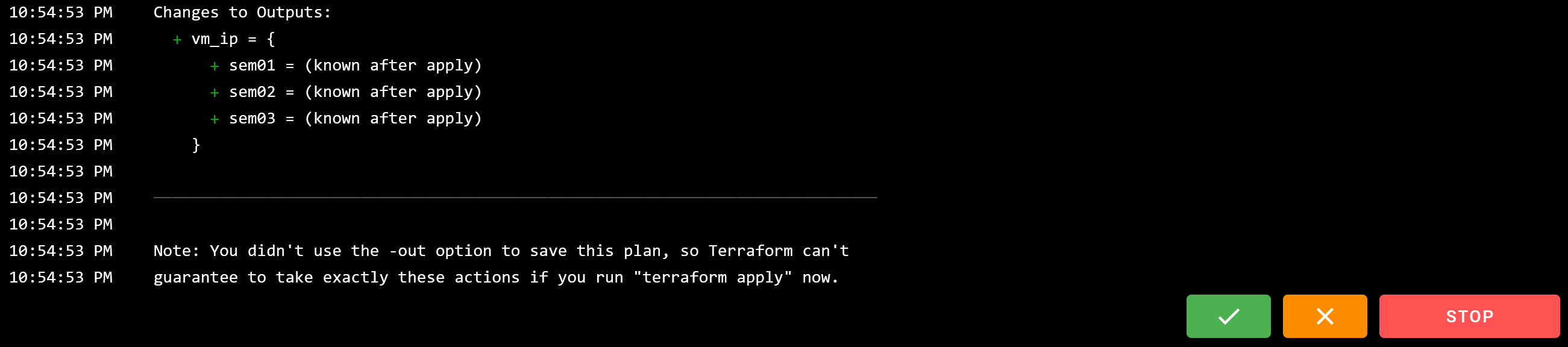 Plan Terraform dans Semaphore UI