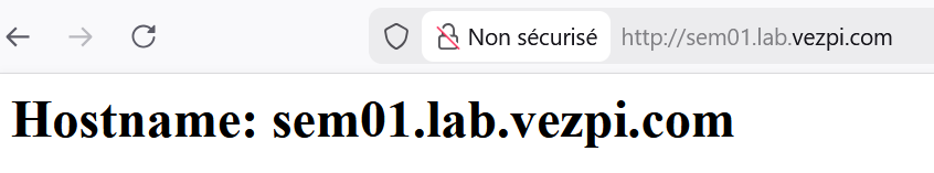 Test de l’URL après application du playbook sur les hôtes